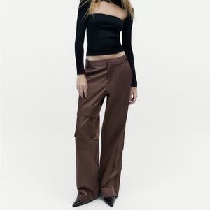 SATIN EFFECT MULTI POCKET CARGO PANTS